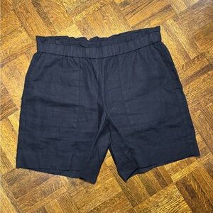 J.JILL Love Linen Pull On Black Shorts Linen Elastic Waist Small Beach Vibes